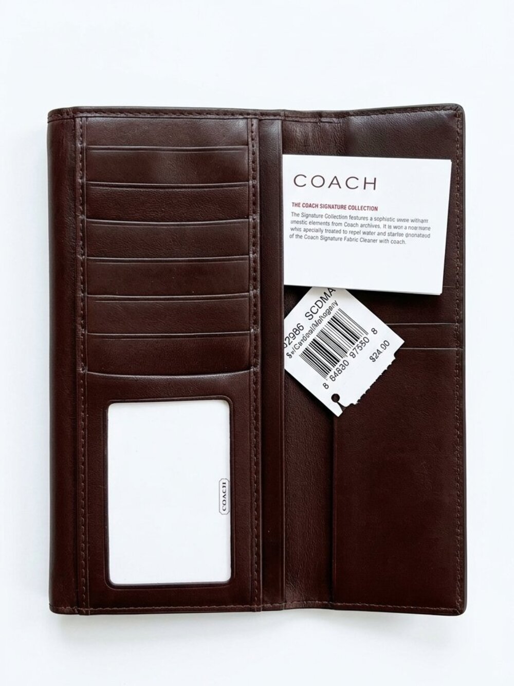 Coach Signature Slim Envelope Wallet - Cardinal Red/Mahogany - NWT - Picture 3 of 5